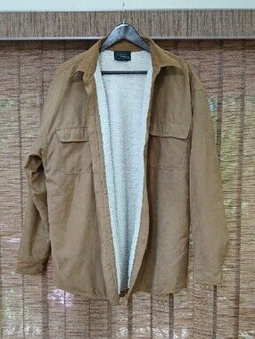 VTG 90s Montage Collection Men's XL Faux Suede Sherpa Trucker Jacket Tan